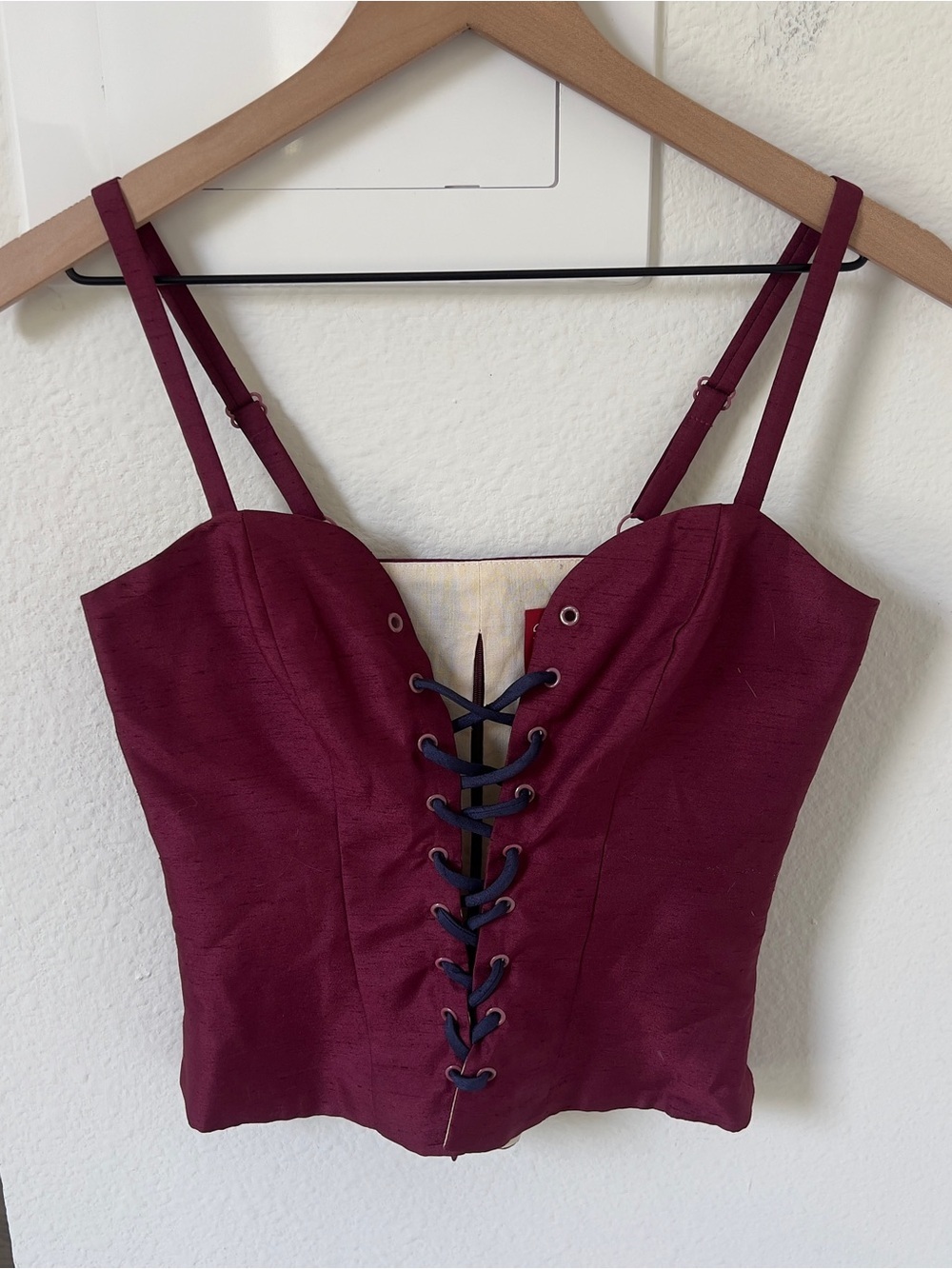 Staud Corset Top in Wine Red
